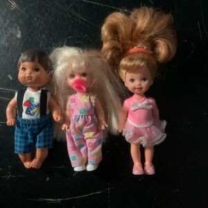 Vintage 90’s Mattel Barbie Kelly & Vintage Back To School Dolls Lot Floral